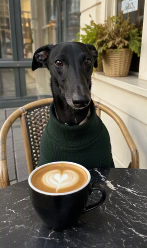 Imágenes de entrada (8 fotos de un perrito en cafetería)
