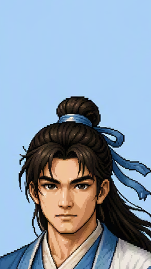 Imágenes de entrada (6 fotogramas clave – arte de píxeles wuxia)